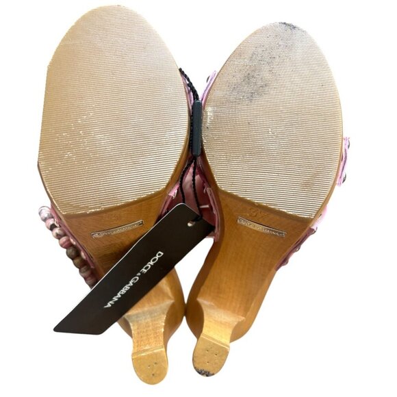 DOLCE & GABBANA D&G PINK LEATHER SLIDES SANDALS HEELS US 6-6.5/37 NIB Y2K - Picture 5 of 5